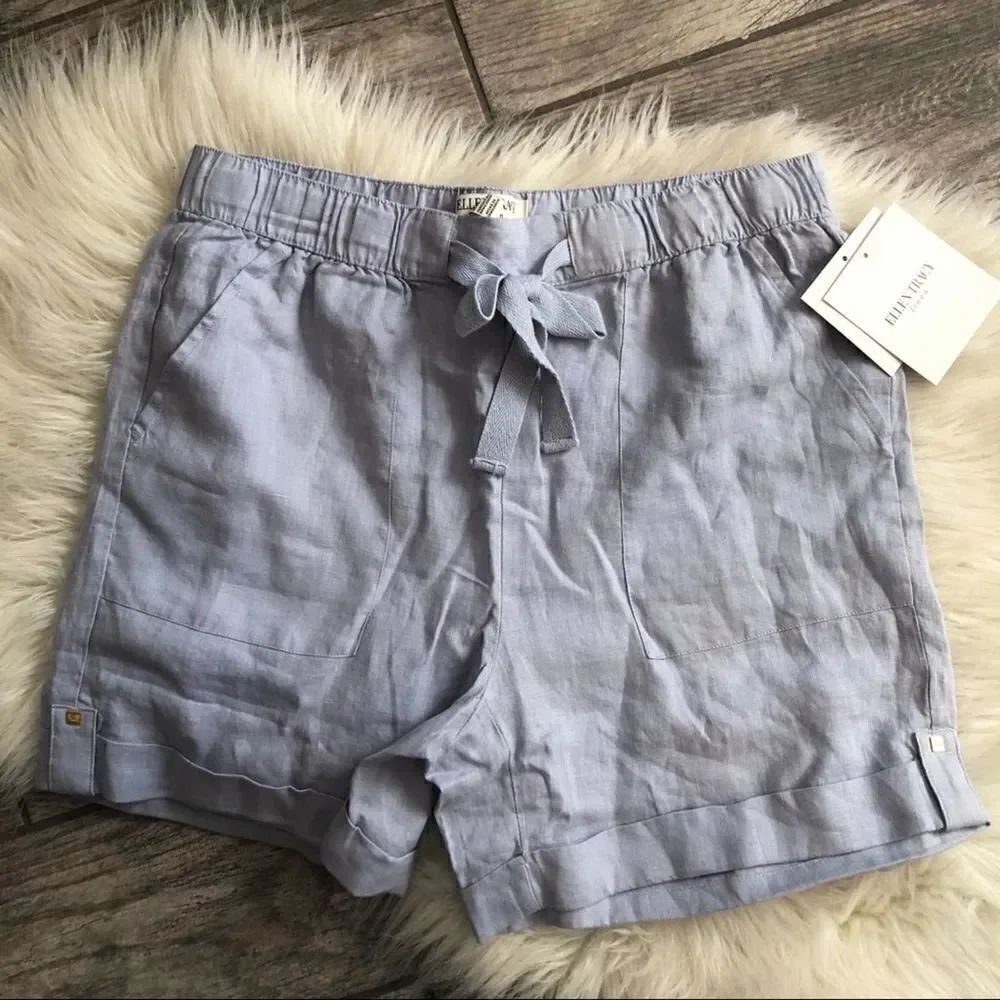 Ellen Tracy Chambray Blue Linen Shorts